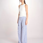 pantalone in popeline a righe RYAN MJD250_ATEX93 BLUE WHITE STRIPES jejia 