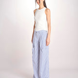 pantalone in popeline a righe RYAN MJD250_ATEX93 BLUE WHITE STRIPES jejia 