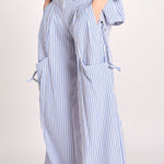 pantalone in popeline a righe RYAN MJD250_ATEX93 BLUE WHITE STRIPES jejia 