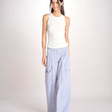 pantalone in popeline a righe RYAN MJD250_ATEX93 BLUE WHITE STRIPES jejia 