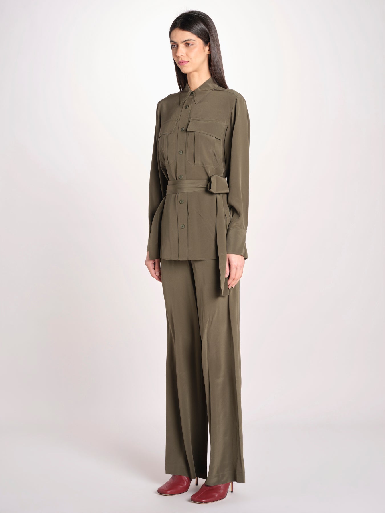 camicia in seta con tasche e fascia JF009656 PALM LEAF 2308 joseph 