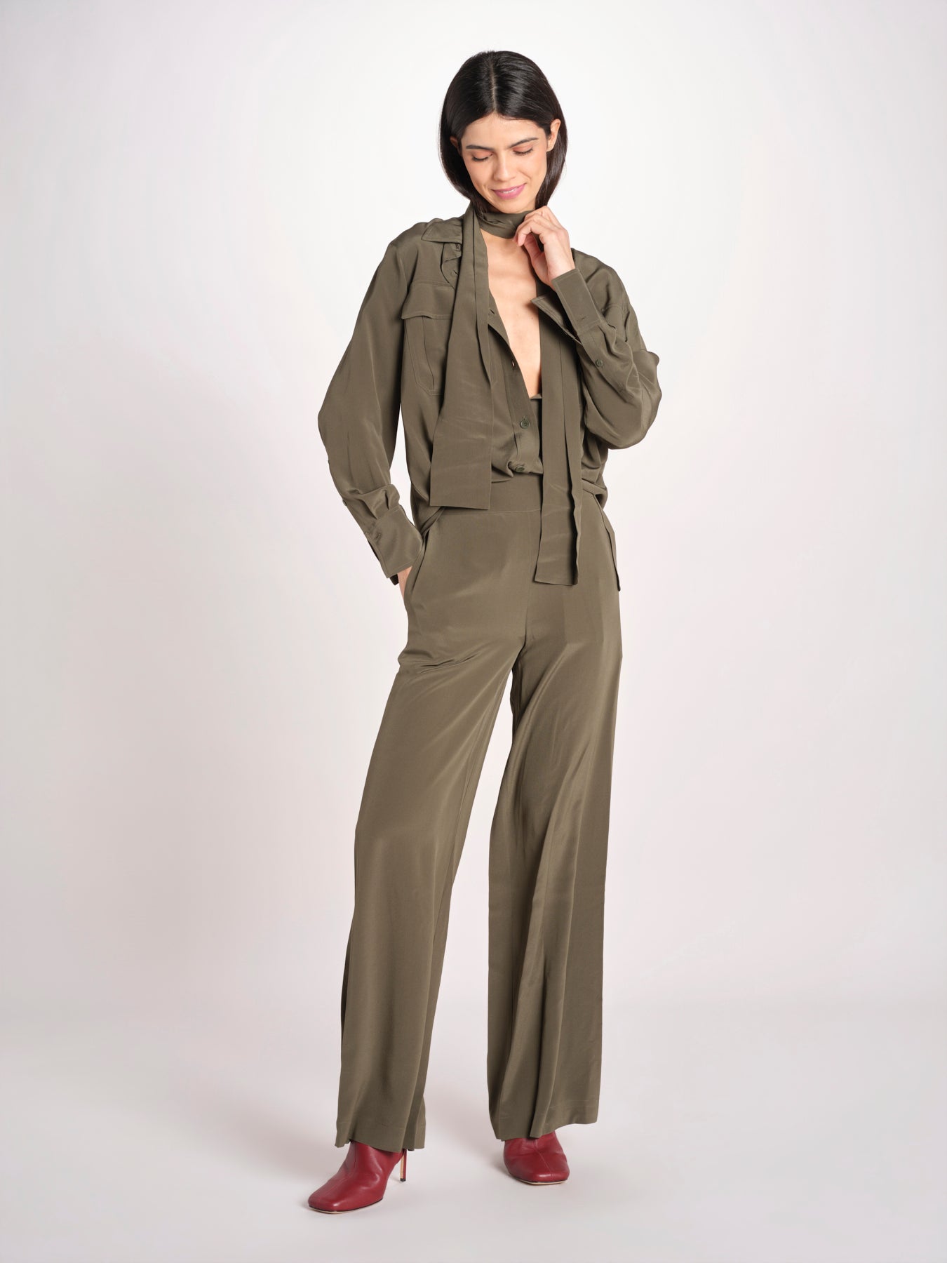 camicia in seta con tasche e fascia JF009656 PALM LEAF 2308 joseph 