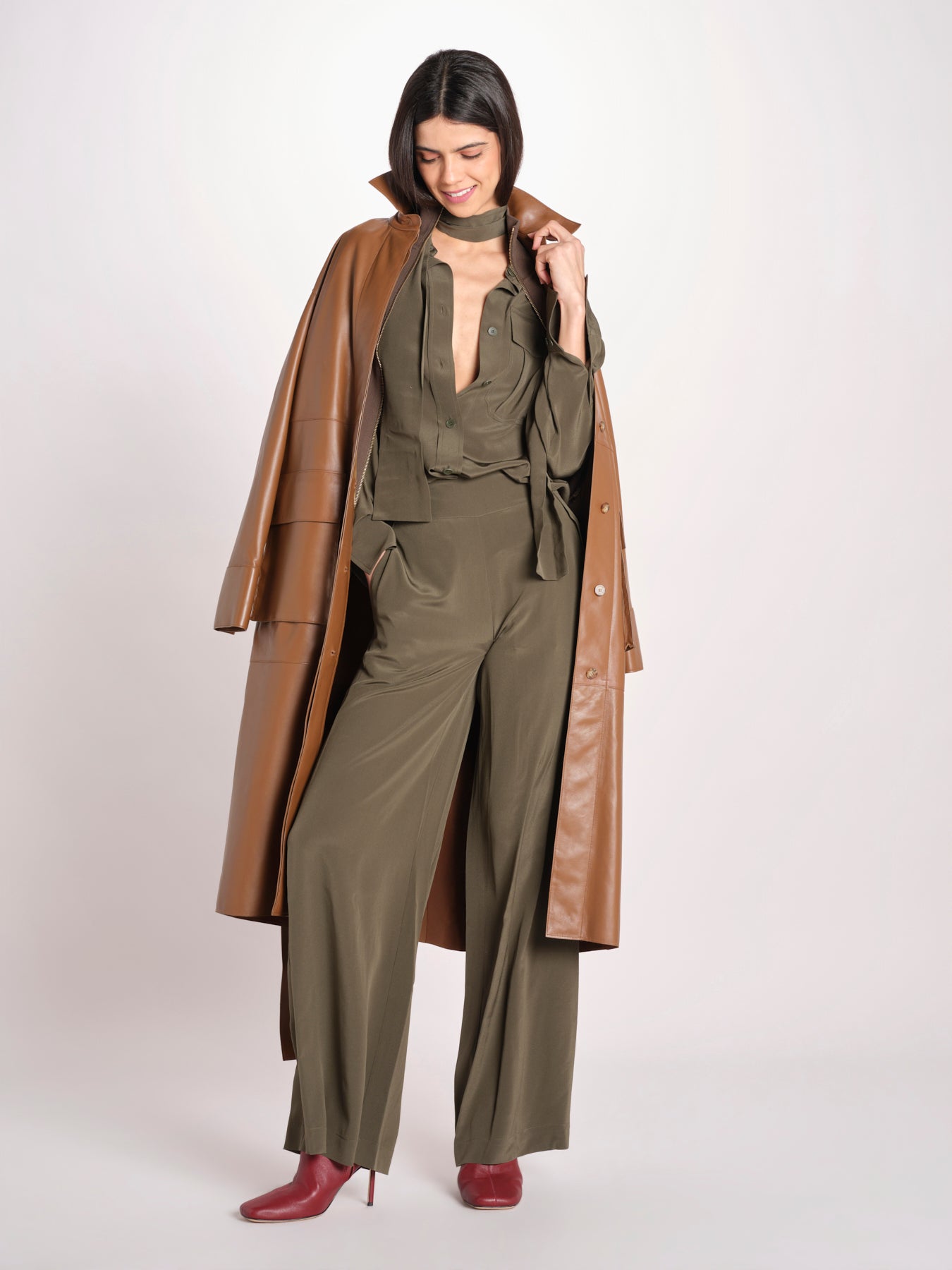 camicia in seta con tasche e fascia JF009656 PALM LEAF 2308 joseph 