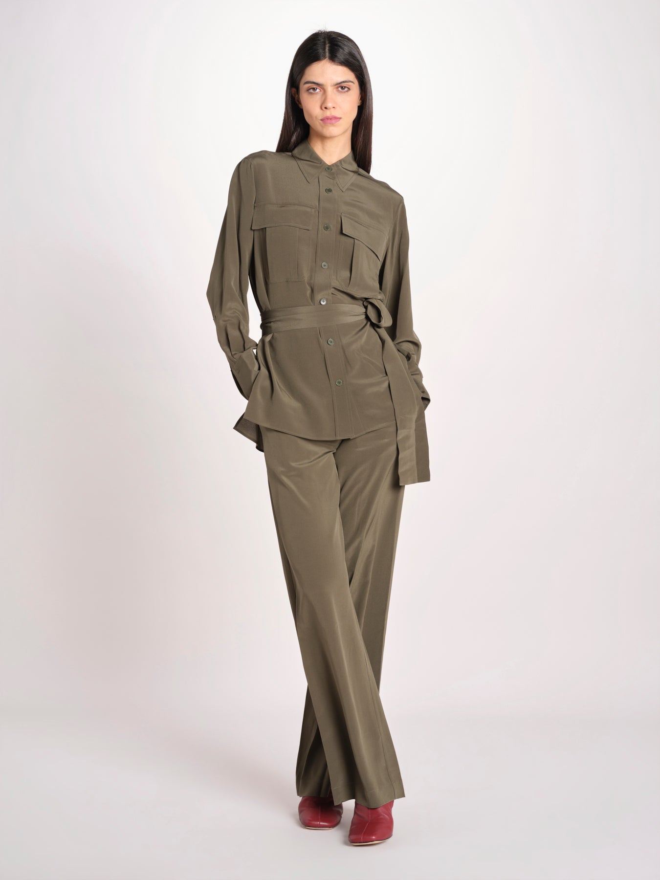camicia in seta con tasche e fascia JF009656 PALM LEAF 2308 joseph 