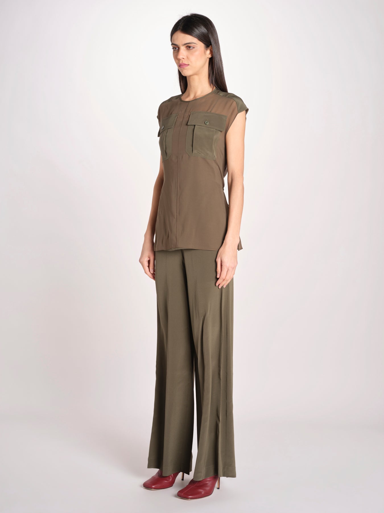 top in seta con tasche e fascia JF009657 PALM LEAF 2308 joseph 