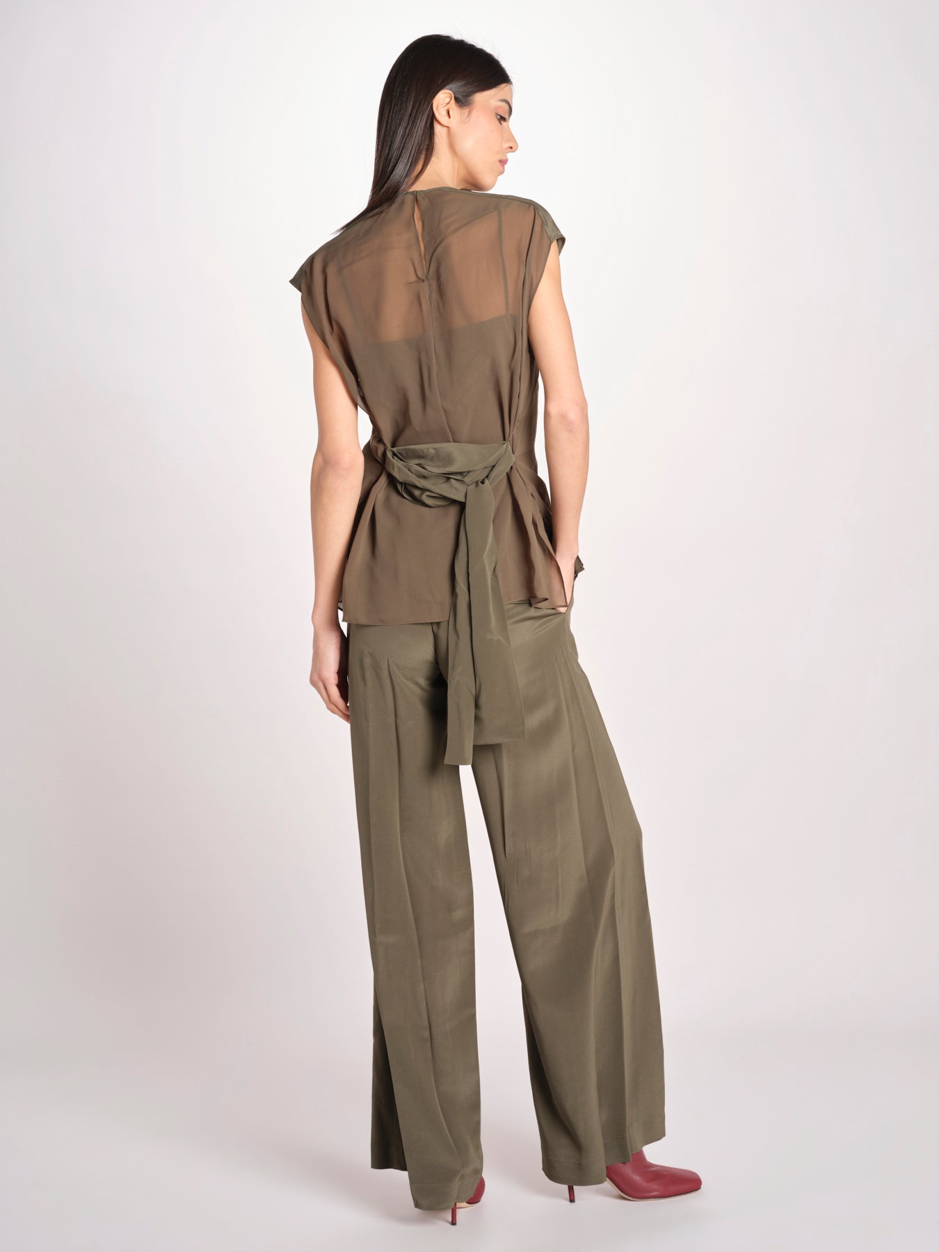 top in seta con tasche e fascia JF009657 PALM LEAF 2308 joseph 