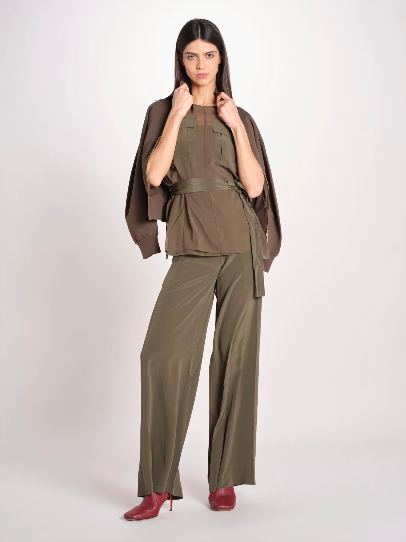 top in seta con tasche e fascia JF009657 PALM LEAF 2308 joseph 