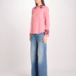 camicia in tessuto pesante collo e polsi ricamato ALVINA RED CHECKS jupe by jackie 