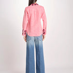camicia in tessuto pesante collo e polsi ricamato ALVINA RED CHECKS jupe by jackie 