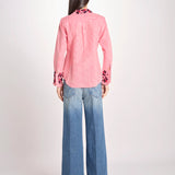 camicia in tessuto pesante collo e polsi ricamato ALVINA RED CHECKS jupe by jackie 