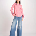 camicia in tessuto pesante collo e polsi ricamato ALVINA RED CHECKS jupe by jackie 