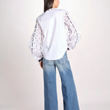 Camicia con manica a sbuffo e ricami LINDY OPTICAL WHITE jupe by jackie 