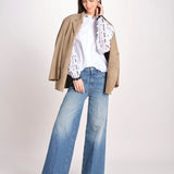 Camicia con manica a sbuffo e ricami LINDY OPTICAL WHITE jupe by jackie 
