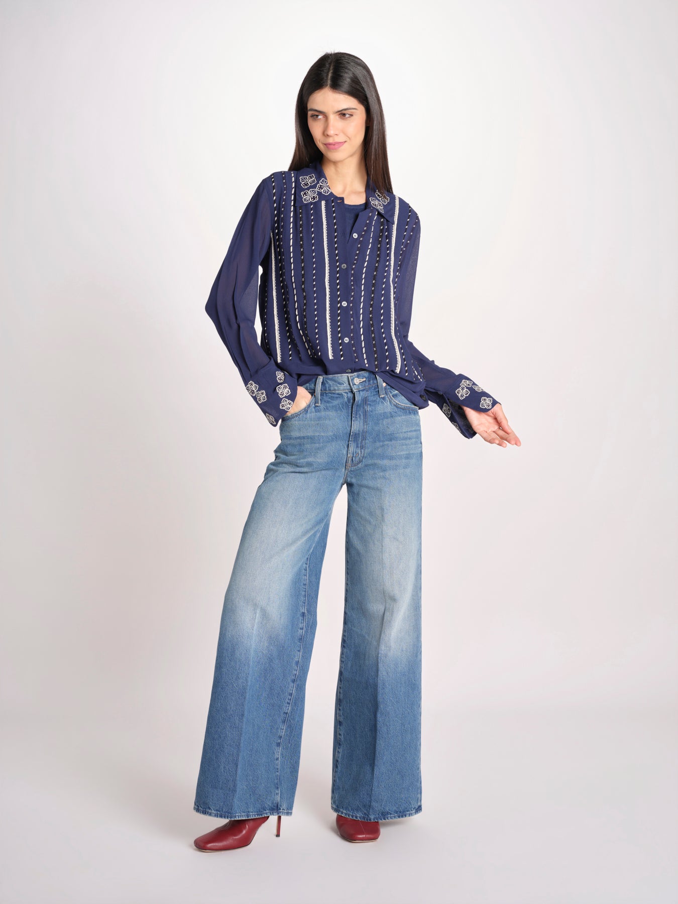 Camicia in seta LUMBER NAVY jupe by jackie 