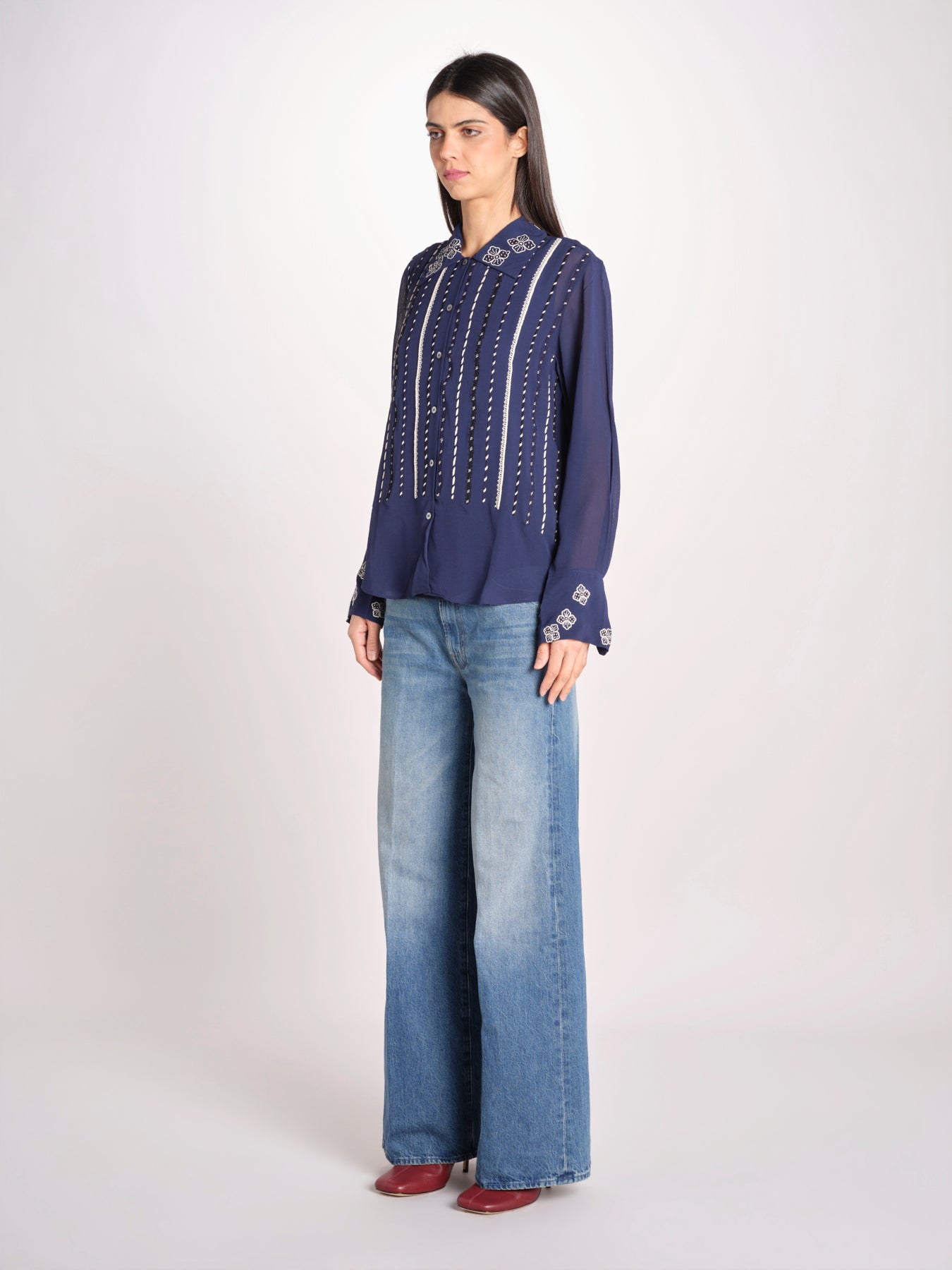 Camicia in seta LUMBER NAVY jupe by jackie 