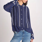 Camicia in seta LUMBER NAVY jupe by jackie 