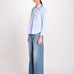 camicia con plastron ricamato SAVOY BLUE jupe by jackie 