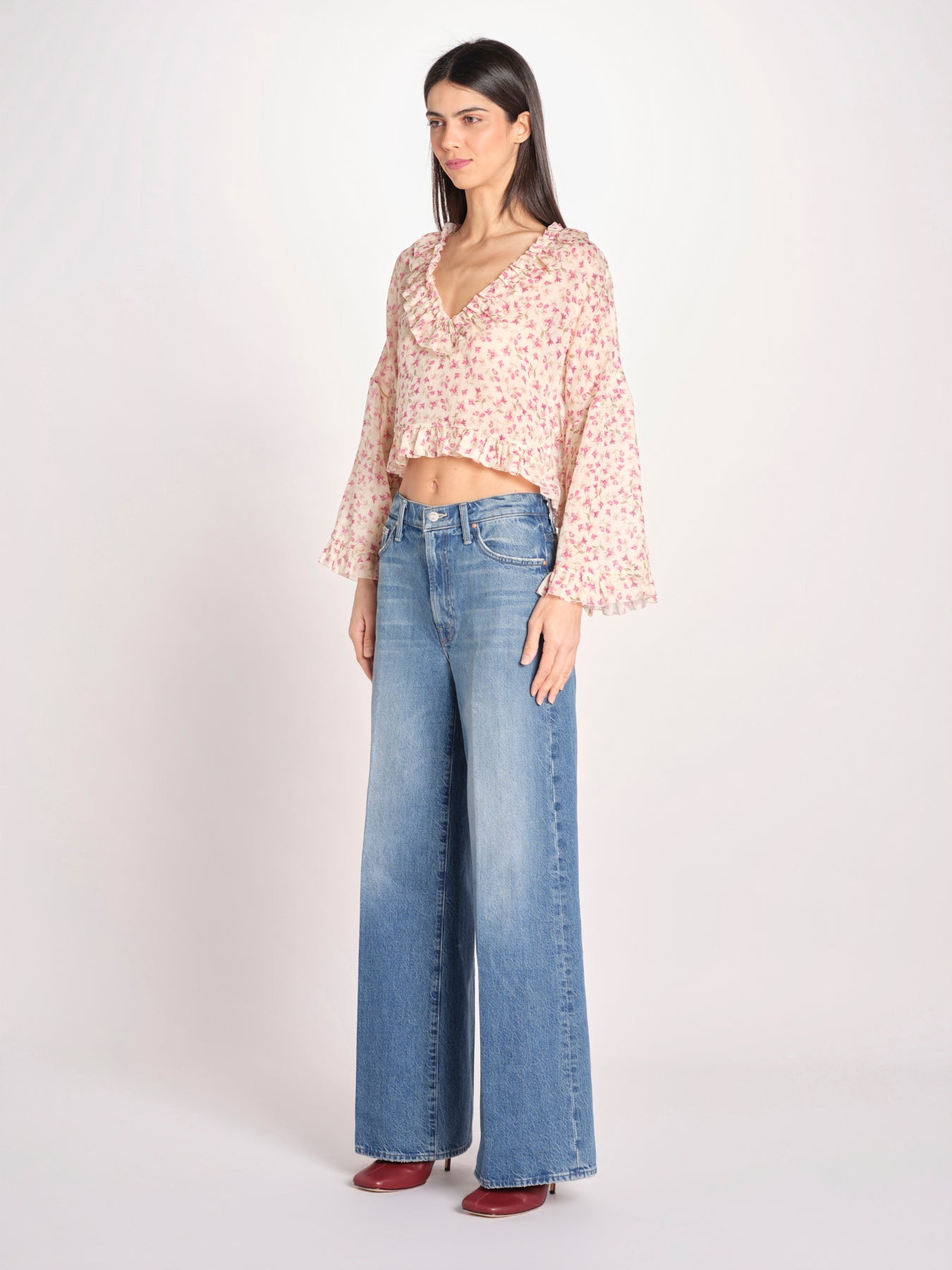 camicia manica lunga con rouches KBL0138 TE0267 kristina ti 