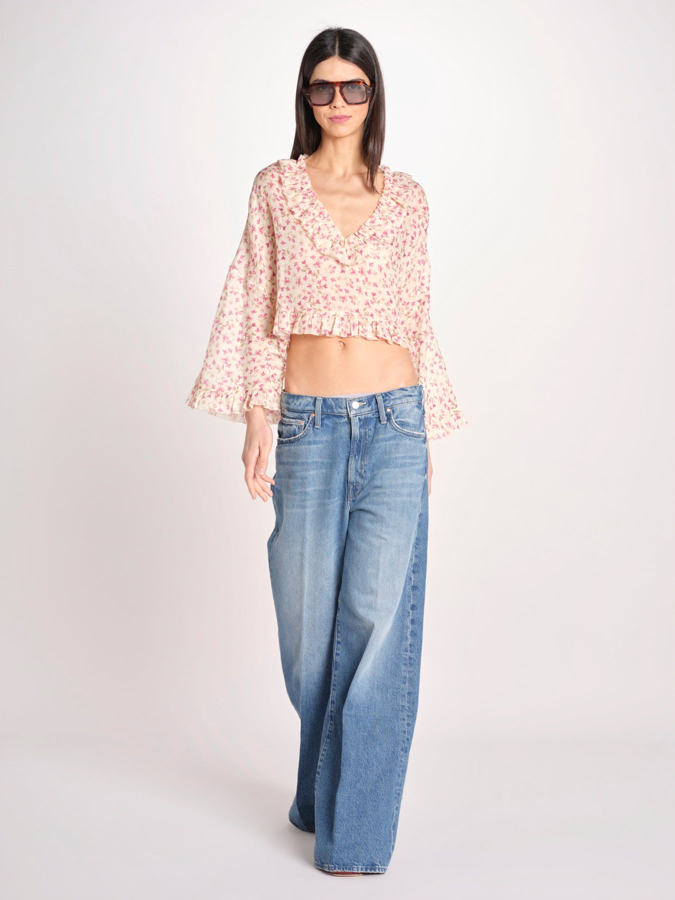 camicia manica lunga con rouches KBL0138 TE0267 kristina ti 