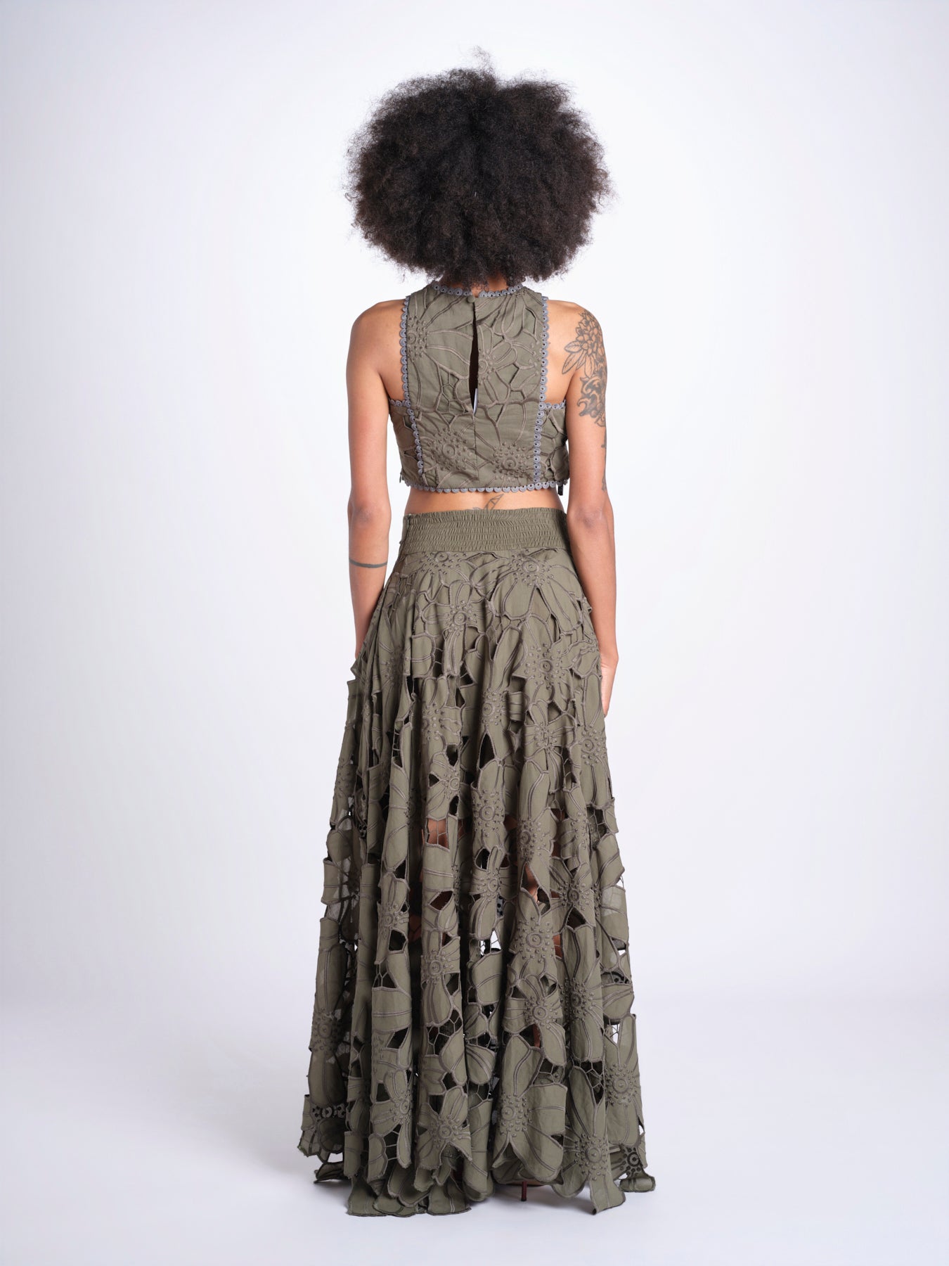 gonna luna con fiori intarsiati CALISTO M5310 PESTO lace the label 