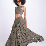 gonna luna con fiori intarsiati CALISTO M5310 PESTO lace the label 