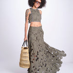 gonna luna con fiori intarsiati CALISTO M5310 PESTO lace the label 