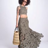 gonna luna con fiori intarsiati CALISTO M5310 PESTO lace the label 