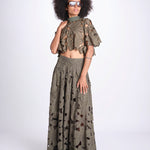 top con fiori intarsiati KOUFONISI M1721 PESTO lace the label 