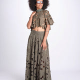 top con fiori intarsiati KOUFONISI M1721 PESTO lace the label 