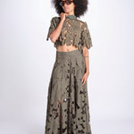 top con fiori intarsiati KOUFONISI M1721 PESTO lace the label 