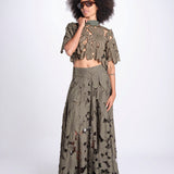 top con fiori intarsiati KOUFONISI M1721 PESTO lace the label 