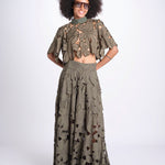 top con fiori intarsiati KOUFONISI M1721 PESTO lace the label 