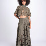 top con fiori intarsiati KOUFONISI M1721 PESTO lace the label 