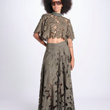 top con fiori intarsiati KOUFONISI M1721 PESTO lace the label 
