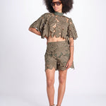short con fiori intarsiati ZOE M4370 PESTO lace the label 
