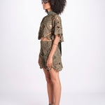 short con fiori intarsiati ZOE M4370 PESTO lace the label 