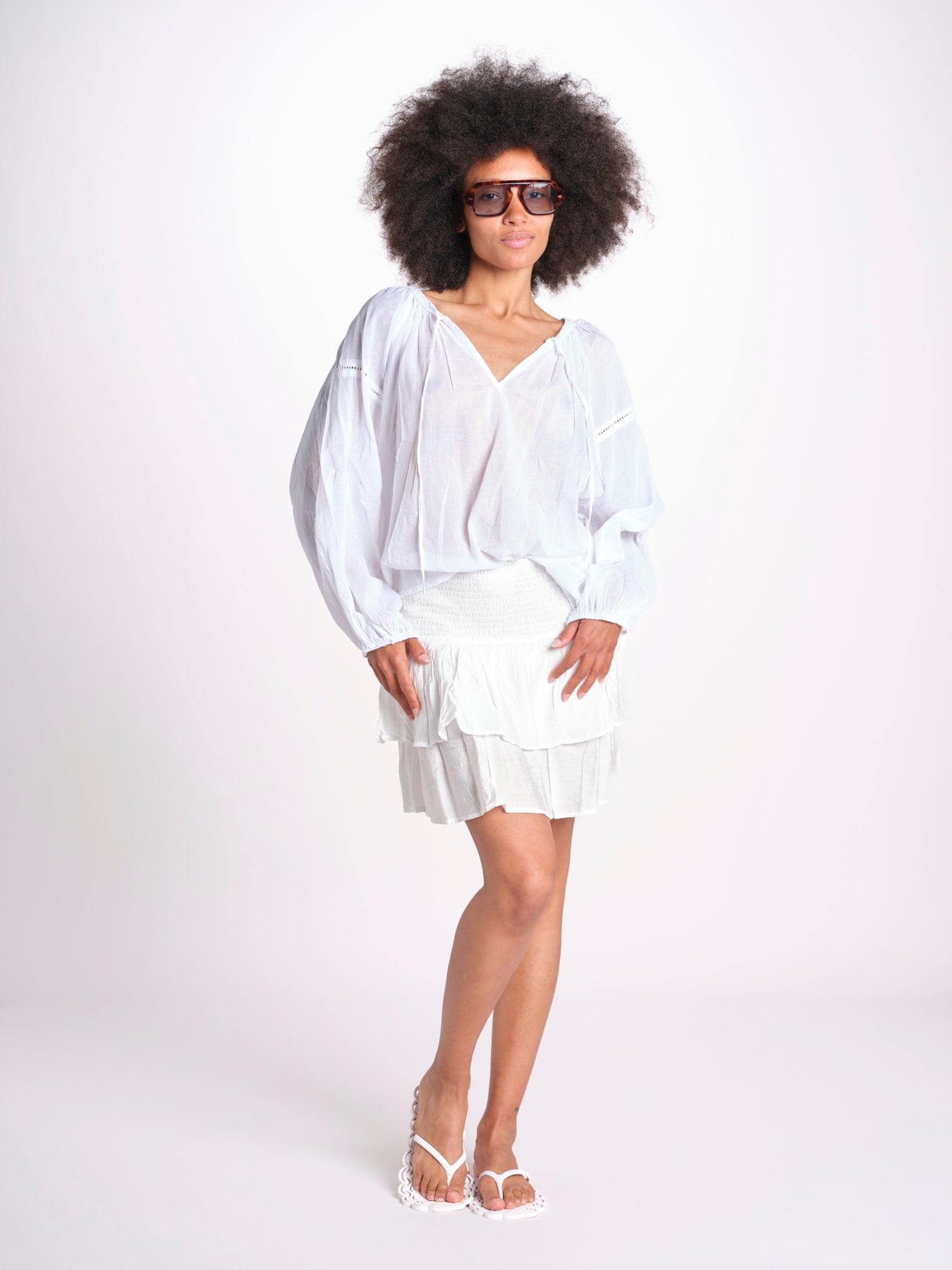 camicia voille nervature ALEXANBLATU BLANC laraethnics 
