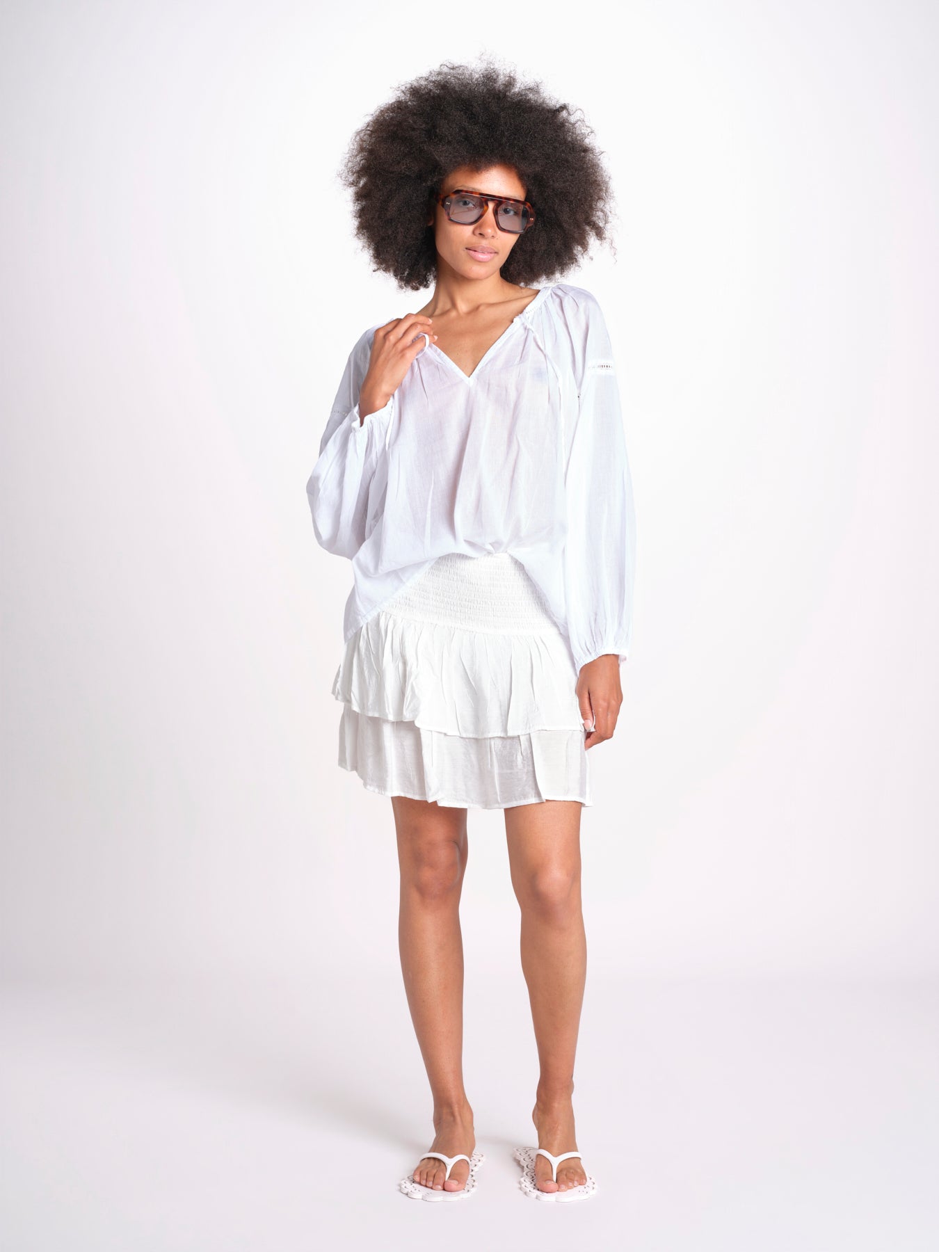 camicia voille nervature ALEXANBLATU BLANC laraethnics 