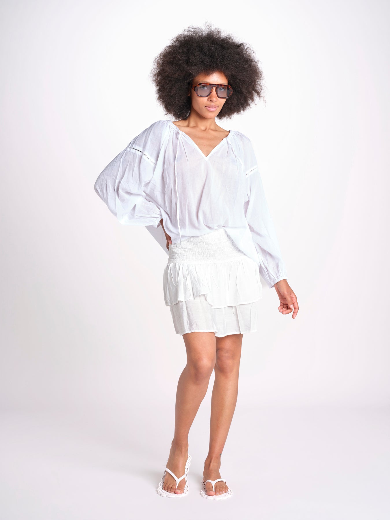 camicia voille nervature ALEXANBLATU BLANC laraethnics 