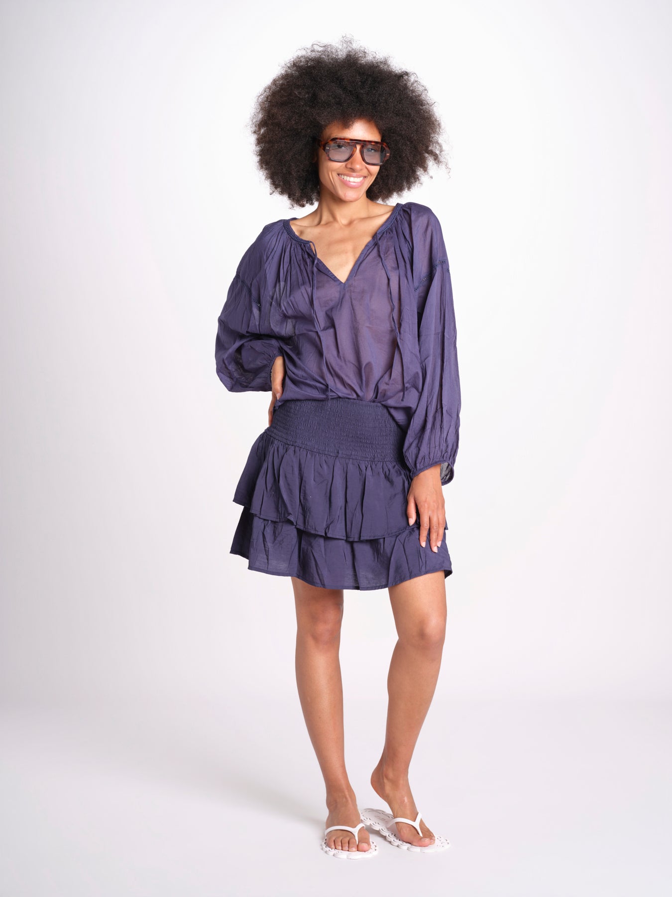 camicia voille nervature ALEXANBLATU ENCRE laraethnics 