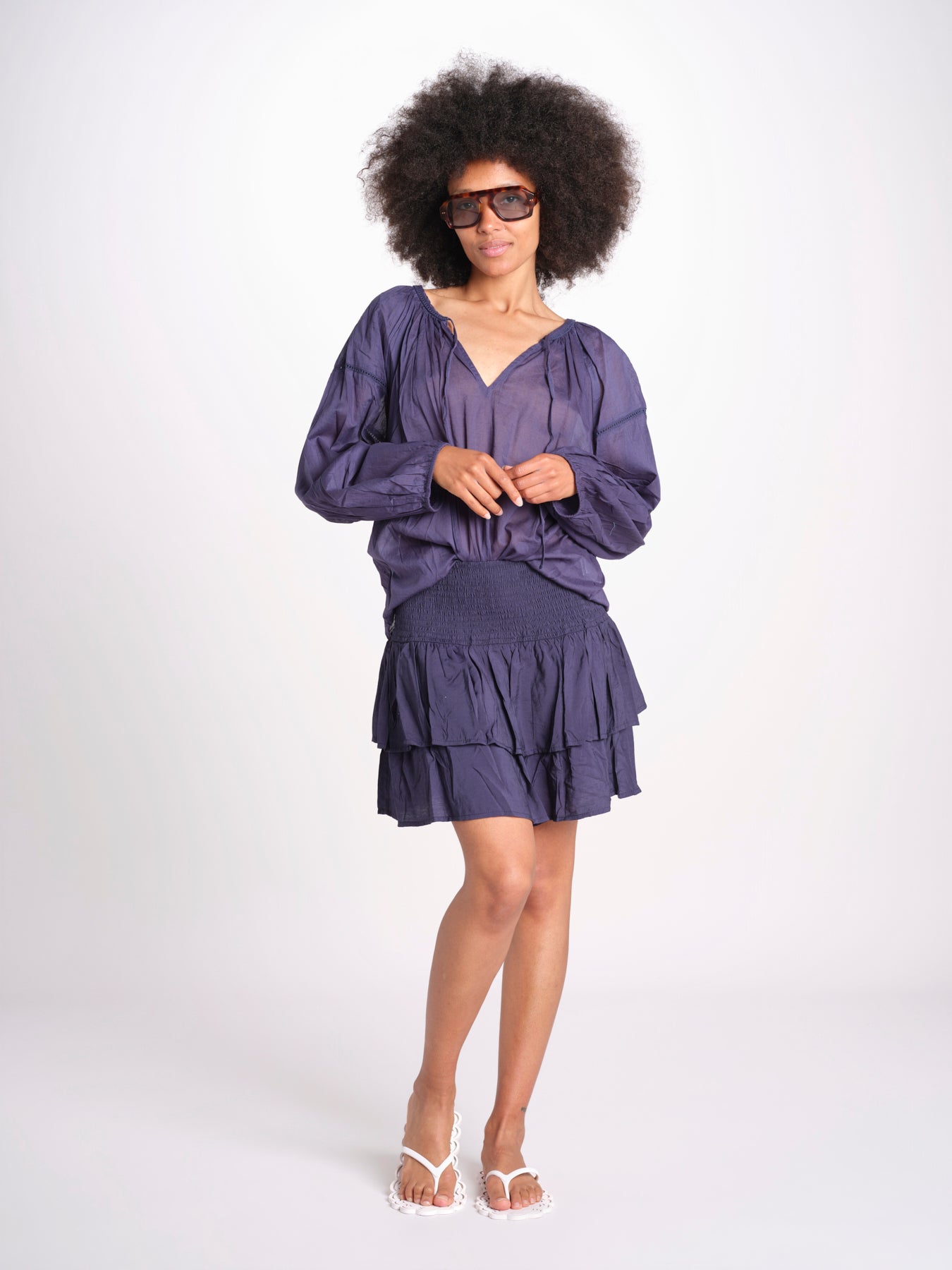 camicia voille nervature ALEXANBLATU ENCRE laraethnics 