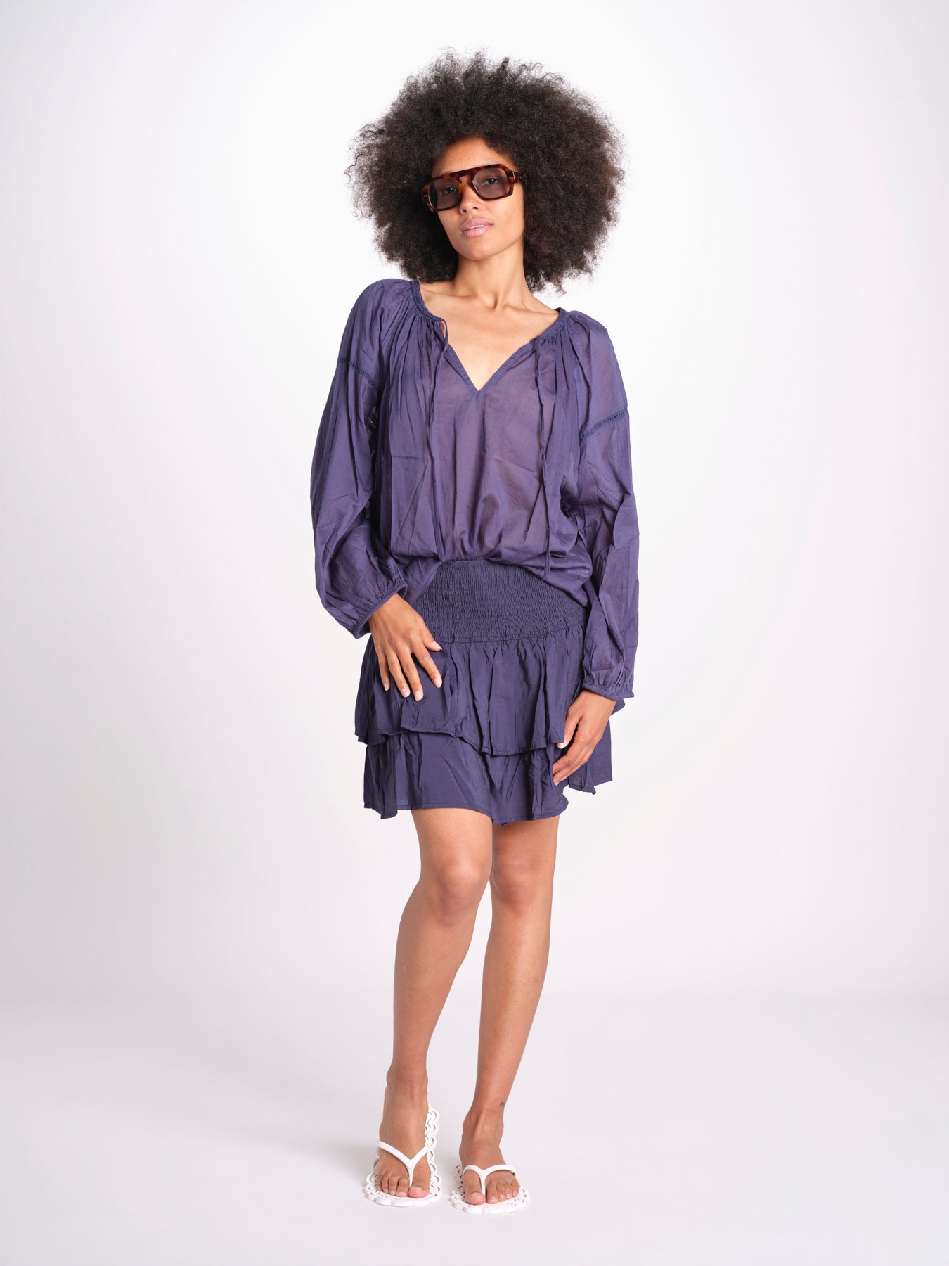 camicia voille nervature ALEXANBLATU ENCRE laraethnics 