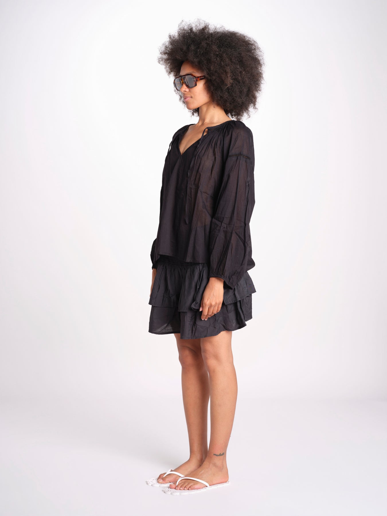 camicia voille nervature ALEXANBLATU NOIR laraethnics 