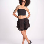 minigonna a balze con pizzo ASANA NOIR laraethnics 