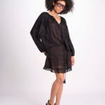 minigonna a balze con pizzo ASANA NOIR laraethnics 