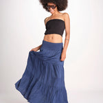 gonna lunga balze CAMELIABL DENIM laraethnics 
