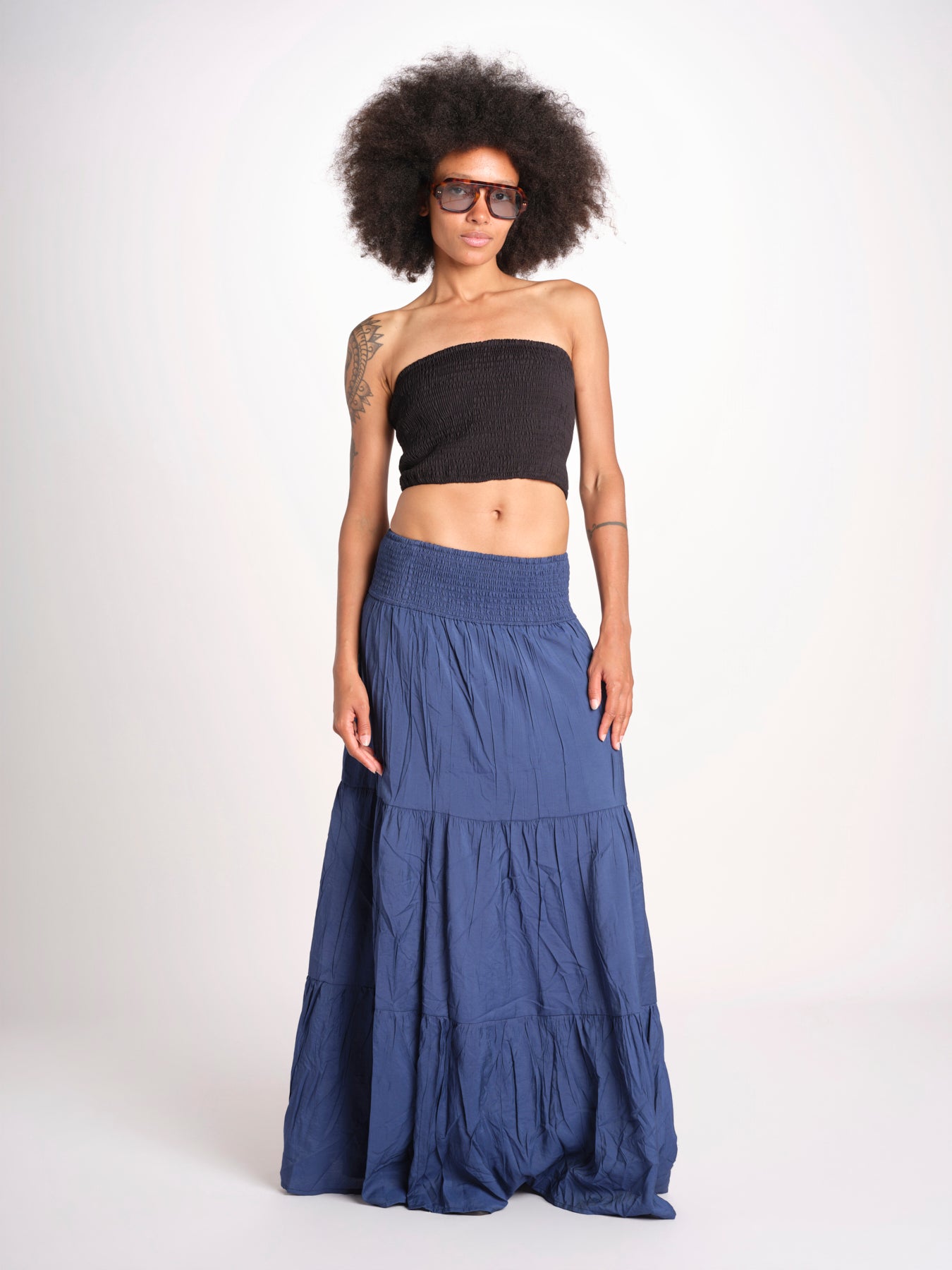 gonna lunga balze CAMELIABL DENIM laraethnics 