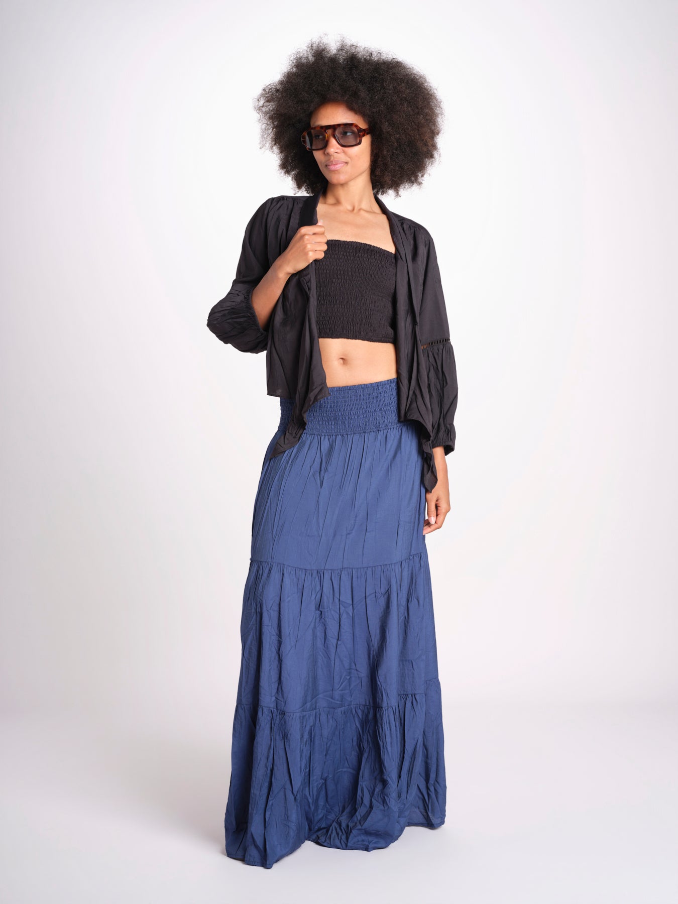 gonna lunga balze CAMELIABL DENIM laraethnics 