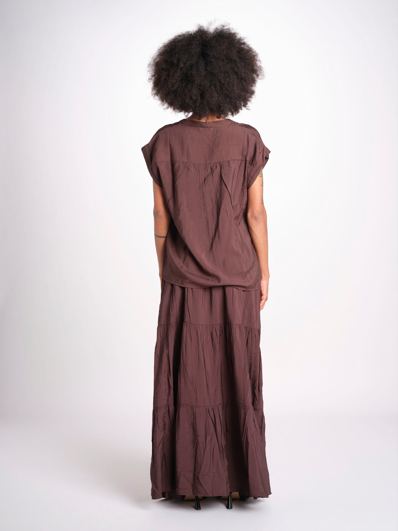 camicia con bottoni CLARENCELK CHOCOLAT laraethnics 