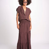 camicia con bottoni CLARENCELK CHOCOLAT laraethnics 